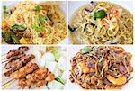Southeast Asian Singapore Local Hawker Food Stall Dishes Closeup Collage