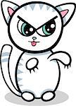 Cartoon Illustration of Kawaii Style Cute Angry Cat or Kitten