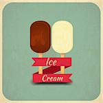 Ice Cream Dessert Vintage Menu in Retro Style. Vector illustration.