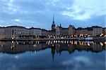 View over the old town of Stockholm Gamla Stan in Sweden at night