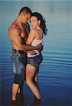 sensual young couple at the sea, summertime