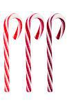 Three Candy Canes On White Background