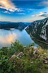 landscape in the Danube Gorges "Cazanele Mari" seen from the Romanian side