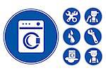 Blue Washing machine  Icons Set, eps vector illustration