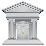 Financial symbolic allegory of the bank building. Vector illustration.
