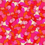 Romantic seamless pattern with hearts. Many pink hearts on ornate background.