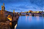 Image of Prague, capital city of Czech Republic, during twilight blue hour.