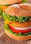 Fresh and fried fishburger sandwich