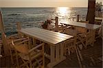 Beautiful coffee terrace, sea view, Crete, Greece