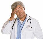 Concerned medical doctor with hand on forehead