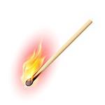 Realistic burning match. Illustration on white background