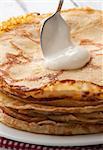 closeup view of fresh pancakes on plate