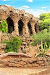 Stone columns in park Guell, Barcelona, Spain