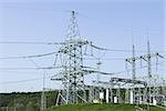 Towers of high voltage transmission lines and other electrical engineering equipment