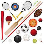 A Vector Illustration Of Various Sports Equipment