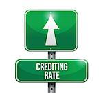 crediting rate road sign illustration design over white