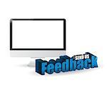 computer feedback 3d blue sign illustration design over white