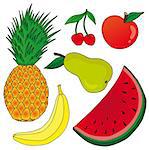 Fruits on white background - vector illustration.