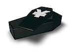 casket with yen symbol on white background - 3d illustration