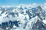 Mont Blanc mountain massif summer landscape(view from Aiguille du Midi Mount,  French )