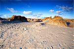 blue sky over sand dunes on beach in Ijmuiden, Holland