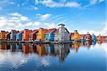 Reitdiephaven - colorful buildings on water in Groningen, Netherlands