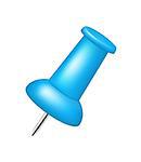 Push pin in blue design on white background