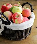 autumn harvest of organic apples in the basket