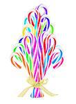 Colorful Candy Canes Christmas Tree Ornament On White Background