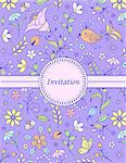 Vector illustration of  colorful hand drawn floral invitation card ( or place your text)