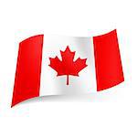 National flag of Canada: red and white vertical  stripes with maple leaf in centre.