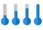 illustration of blue thermometers with different levels, flat style
