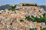 Colorful houses in old medieval village Ragusa in Sicily, Italy