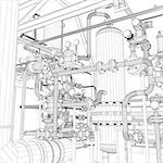 Wire-frame industrial equipment. EPS 10 vector format