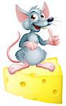 An illustration of a happy cartoon mouse or rat that has got the cheese, giving a thumbs up.