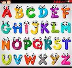 Cartoon Illustration of Funny Capital Letters Alphabet for Children Education
