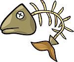 Cartoon Illustration of Fishbone or Fish Skeleton Clip Art