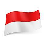 National flag of Indonesia: red and white horizontal stripes.