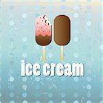 bright poster with delicious ice cream on a vintage blue vintage background