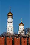 Ivan the Great Bell Tower behind Kremlin Wall, Moscow, Russia