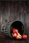 Rustic Barrel Full of Red Apples on Wood Grunge  Background