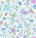 Vector illustration of seamless pattern with abstract flowers