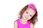 Portrait of cute smiling little girl isolated ower white