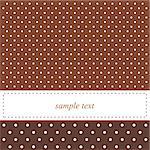 Brown vector background with white polka dots - card or invitation. Cute background with white space to put your own text message.