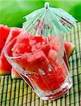 Watermelon juice on green background