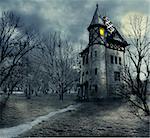 Halloween design with haunted house