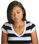 Serious African female teenager on isolated background