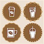 Coffee cup icons badge set, stock vector
