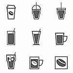 Coffee drinks icons collection on white background, stock vector