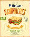Vintage Sandwiches Poster. Vector illustration.